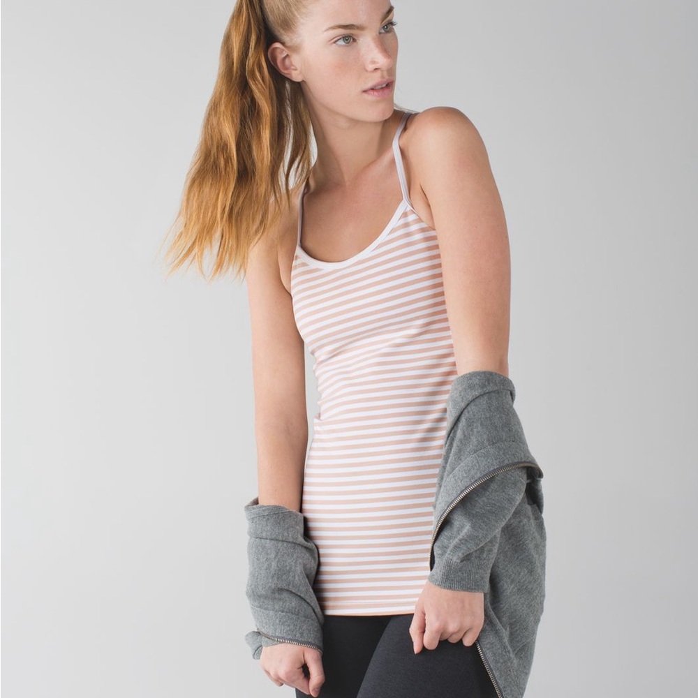 Lululemon Power Y Tank - Luon Narrow Bold Stripe White Naked / White Top